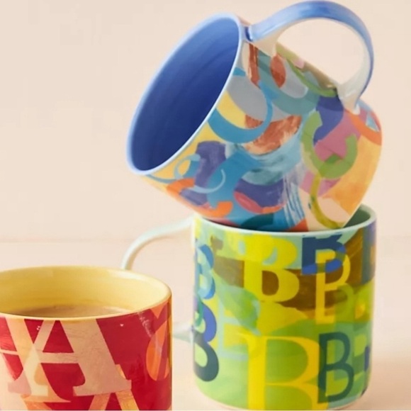 Anthropologie Lotti Art Monogram Letter L Coffee Tea Mug Cup New With Tags - Picture 6 of 8